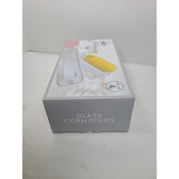 HIC Kitchen Corn Dishes, Pressed Decorative Glass, Set of 4 Corn Dish, Glass - Picture 3 of 4